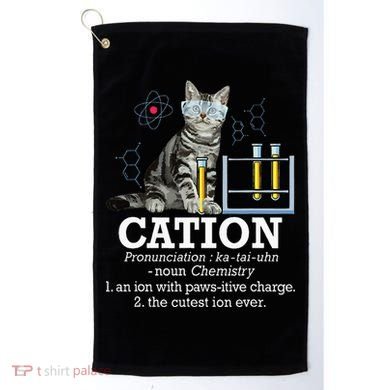Cation Funny Chemistry Humor Science Teacher Cat Pun Golf Towel