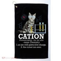 Cation Funny Chemistry Humor Science Teacher Cat Pun Golf Towel thumb 0