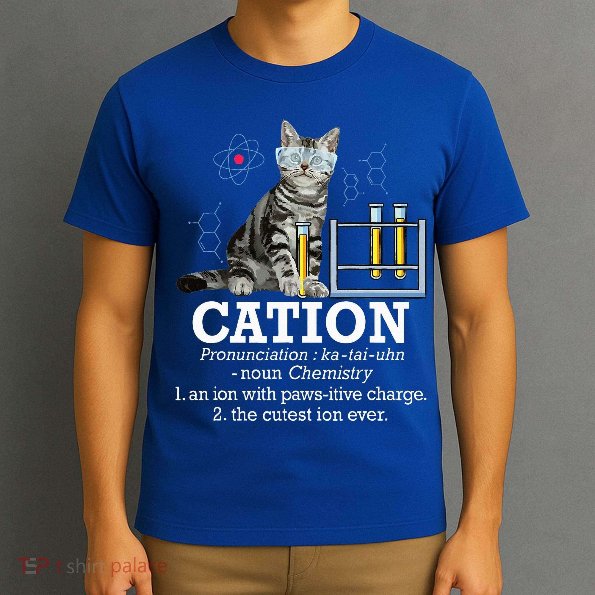 Cation Funny Chemistry Humor Science Teacher Cat Pun T-Shirt
