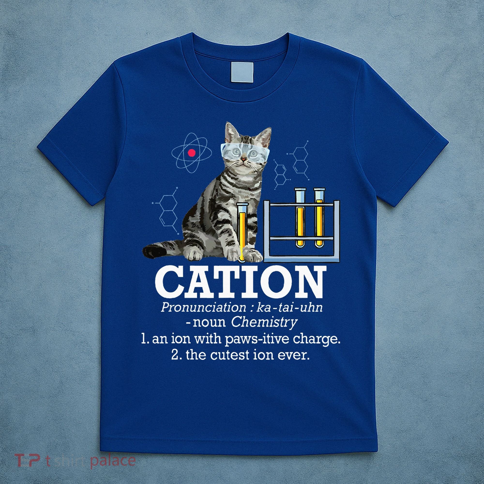 Cation Funny Chemistry Humor Science Teacher Cat Pun T-Shirt