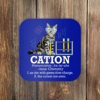 Cation Funny Chemistry Humor Science Teacher Cat Pun Coaster thumb 0
