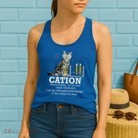 Cation Funny Chemistry Humor Science Teacher Cat Pun Women's Tank Top thumb 2