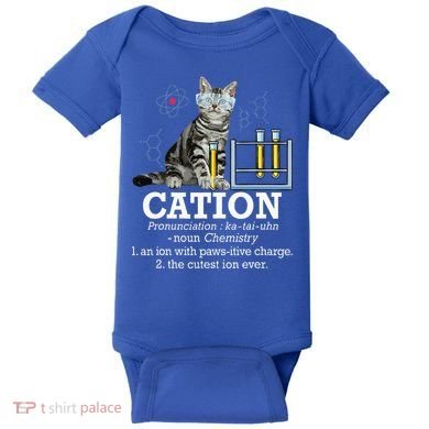 Cation Funny Chemistry Humor Science Teacher Cat Pun Baby Bodysuit
