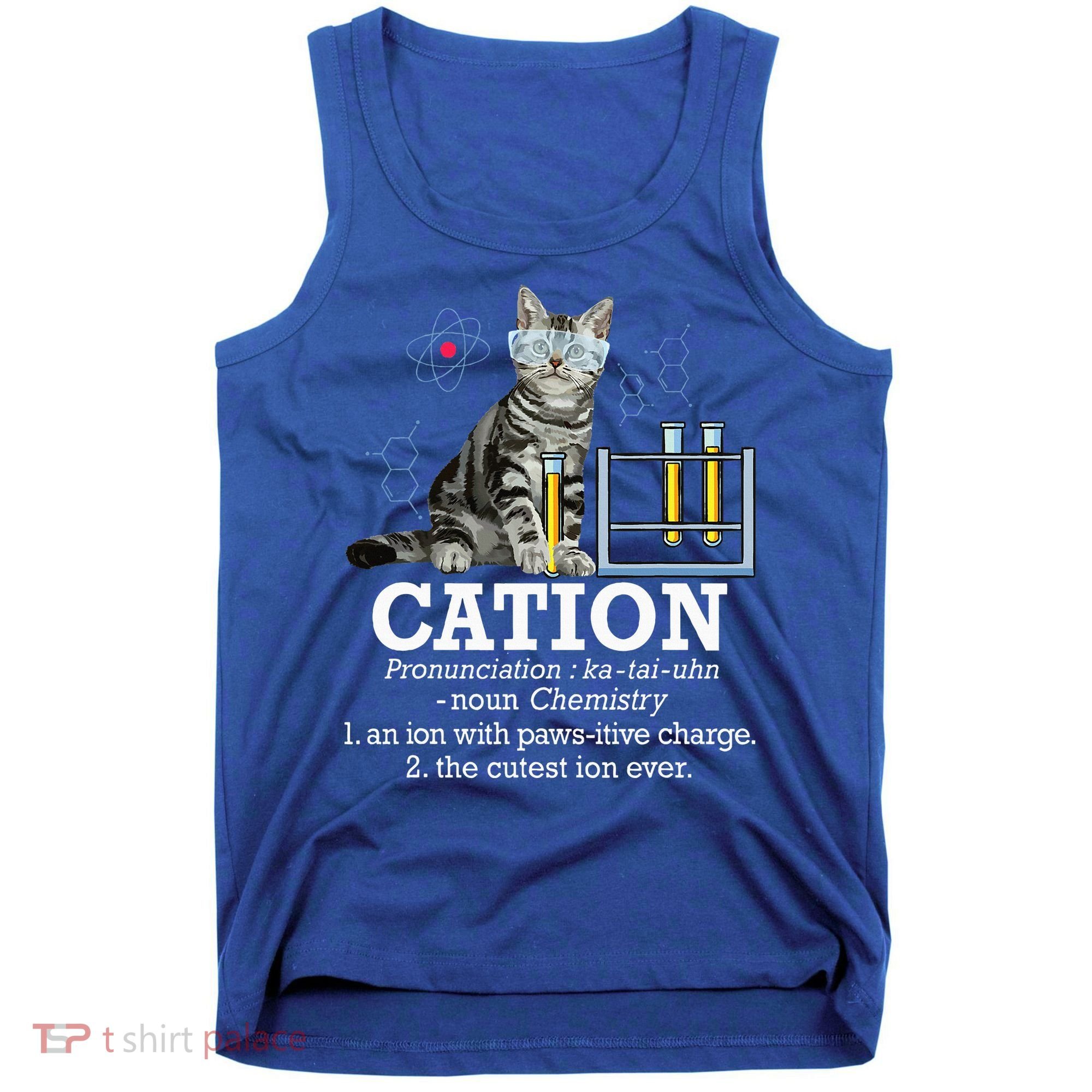 Cation Funny Chemistry Humor Science Teacher Cat Pun Tank Top
