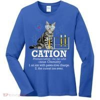 Cation Funny Chemistry Humor Science Teacher Cat Pun Women's Long Sleeve Shirt thumb 0