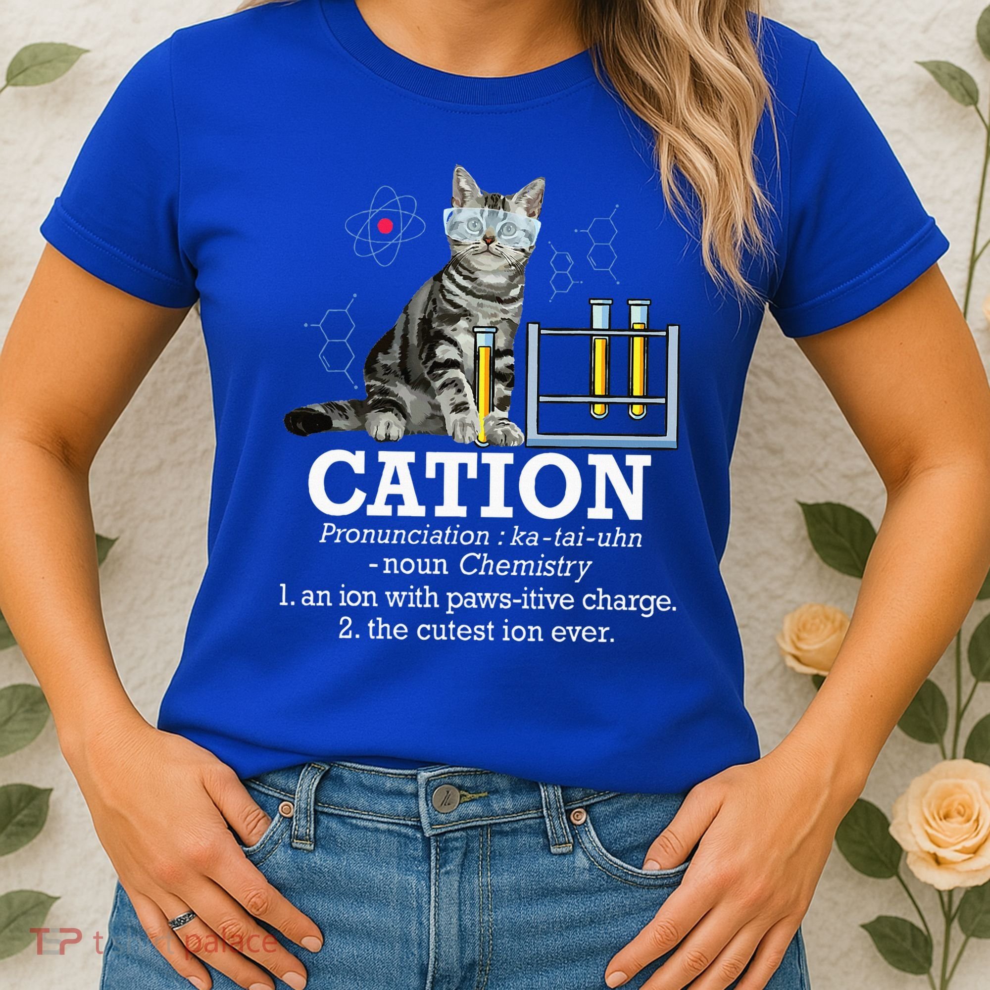 Cation Funny Chemistry Humor Science Teacher Cat Pun Women's T-Shirt