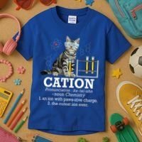 Cation Funny Chemistry Humor Science Teacher Cat Pun Kids T-Shirt thumb 3