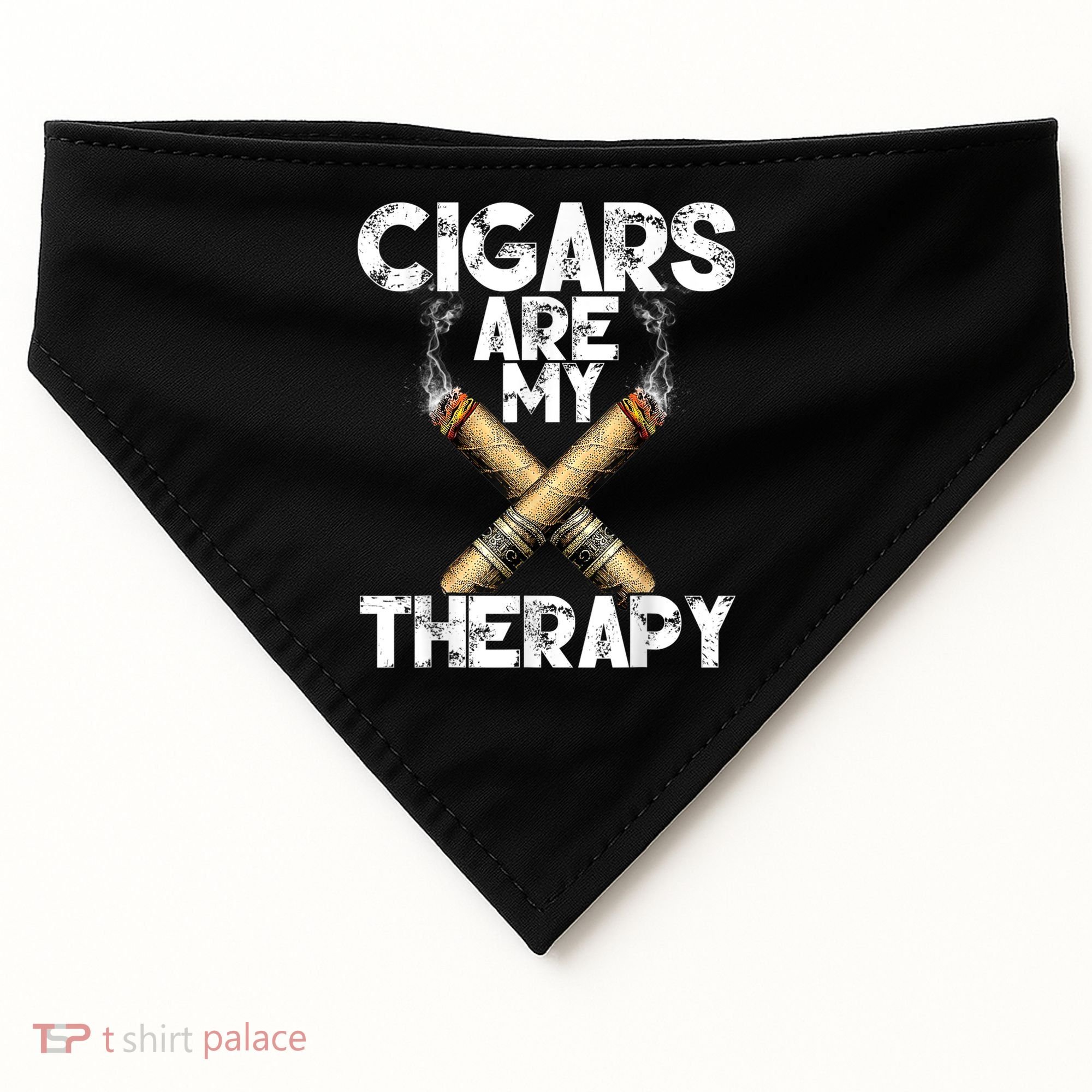Cool Funny Cigar For Men Cigars Are My Therapy USA-Made Doggie Bandana