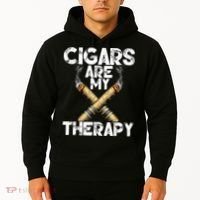 Cool Funny Cigar For Men Cigars Are My Therapy Hoodie thumb 2