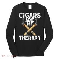 Cool Funny Cigar For Men Cigars Are My Therapy Long Sleeve Shirt thumb 0
