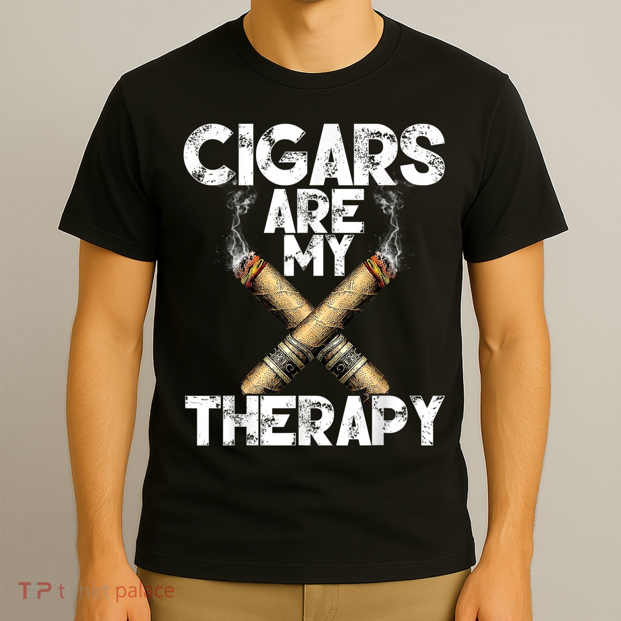 Cool Funny Cigar For Men Cigars Are My Therapy T-Shirt