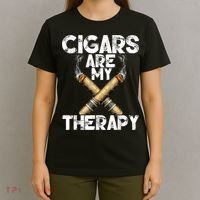 Cool Funny Cigar For Men Cigars Are My Therapy T-Shirt thumb 4