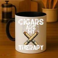 Cool Funny Cigar For Men Cigars Are My Therapy Coffee Mug thumb 4
