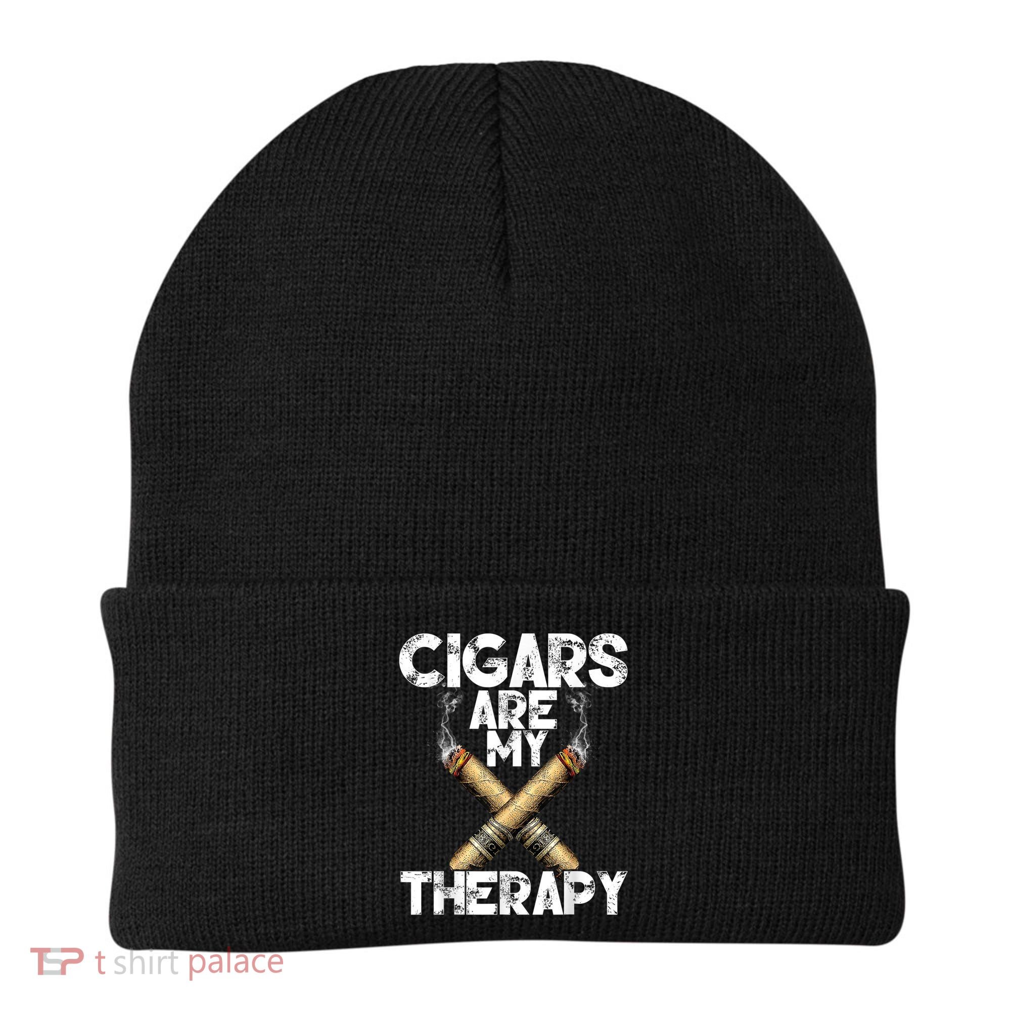 Cool Funny Cigar For Men Cigars Are My Therapy Beanie