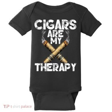 Cool Funny Cigar For Men Cigars Are My Therapy Baby Bodysuit