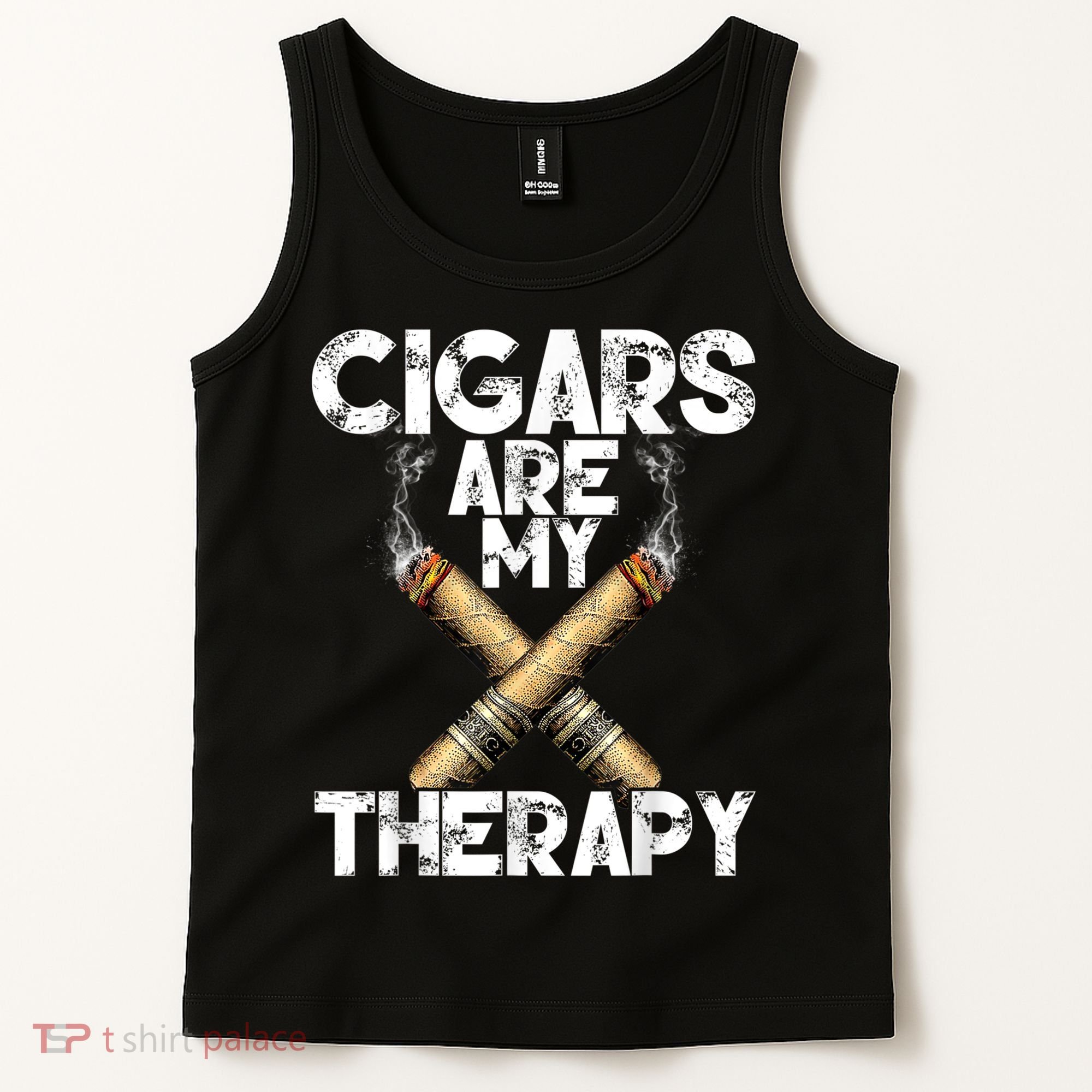 Cool Funny Cigar For Men Cigars Are My Therapy Tank Top
