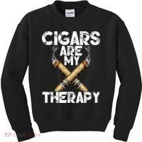 Cool Funny Cigar For Men Cigars Are My Therapy Kids Sweatshirt thumb 0