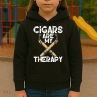 Cool Funny Cigar For Men Cigars Are My Therapy Kids Hoodie thumb 3