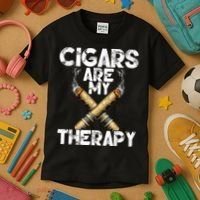 Cool Funny Cigar For Men Cigars Are My Therapy Kids T-Shirt thumb 3