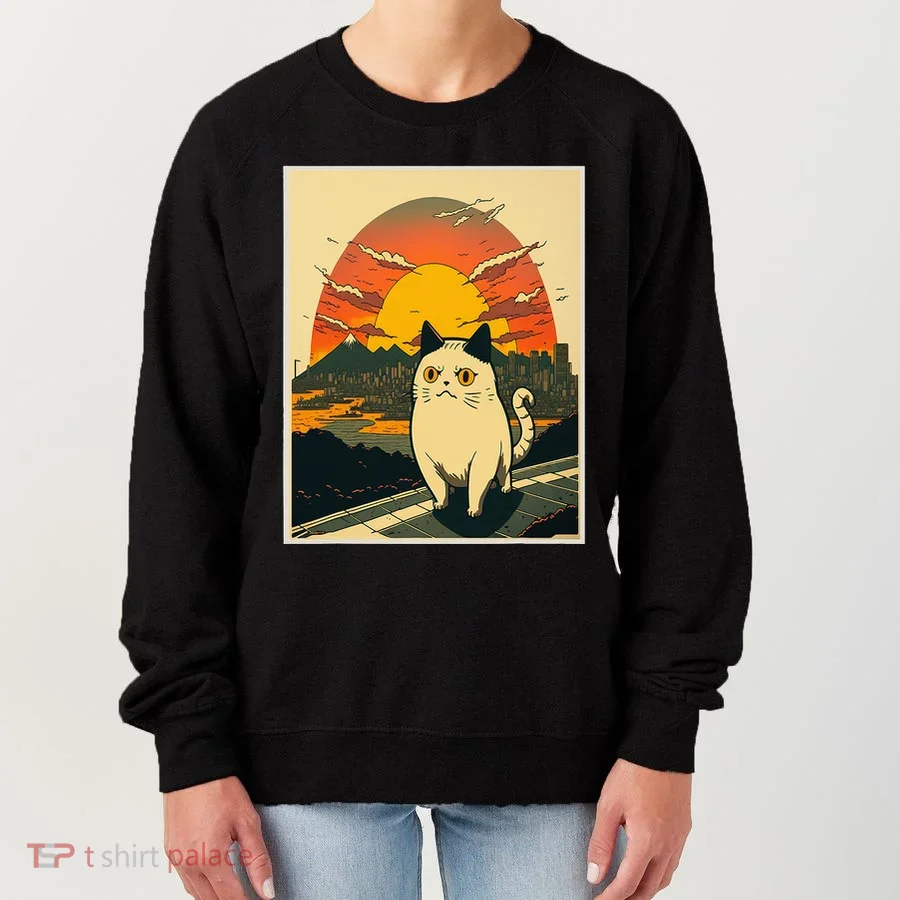 Catzilla Funny Ca Vintage Ca Cat Lover Wave Women's Sweatshirt