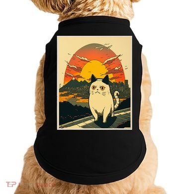 Catzilla Funny Ca Vintage Ca Cat Lover Wave Doggie Tank