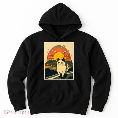 Catzilla Funny Ca Vintage Ca Cat Lover Wave Hoodie