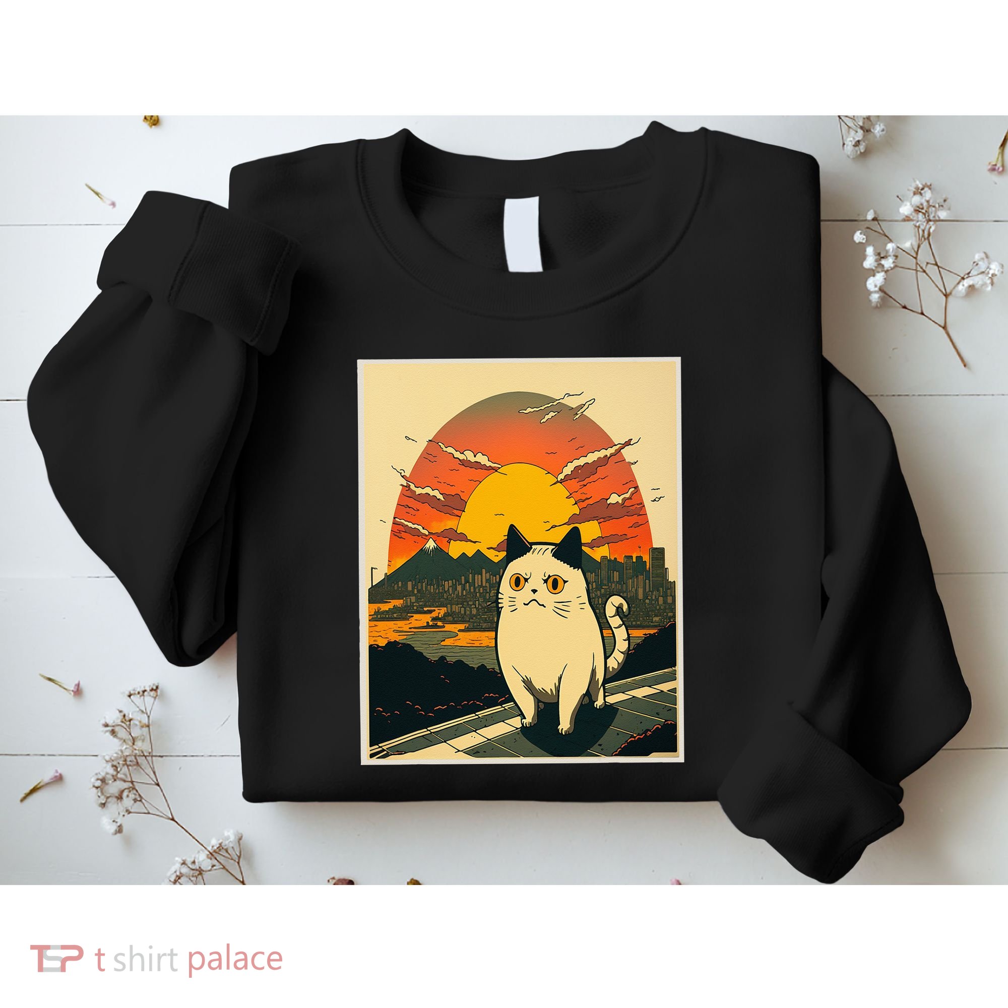 Catzilla Funny Ca Vintage Ca Cat Lover Wave Sweatshirt
