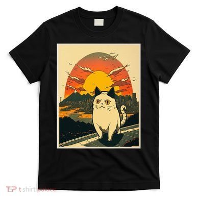 Catzilla Funny Ca Vintage Ca Cat Lover Wave T-Shirt
