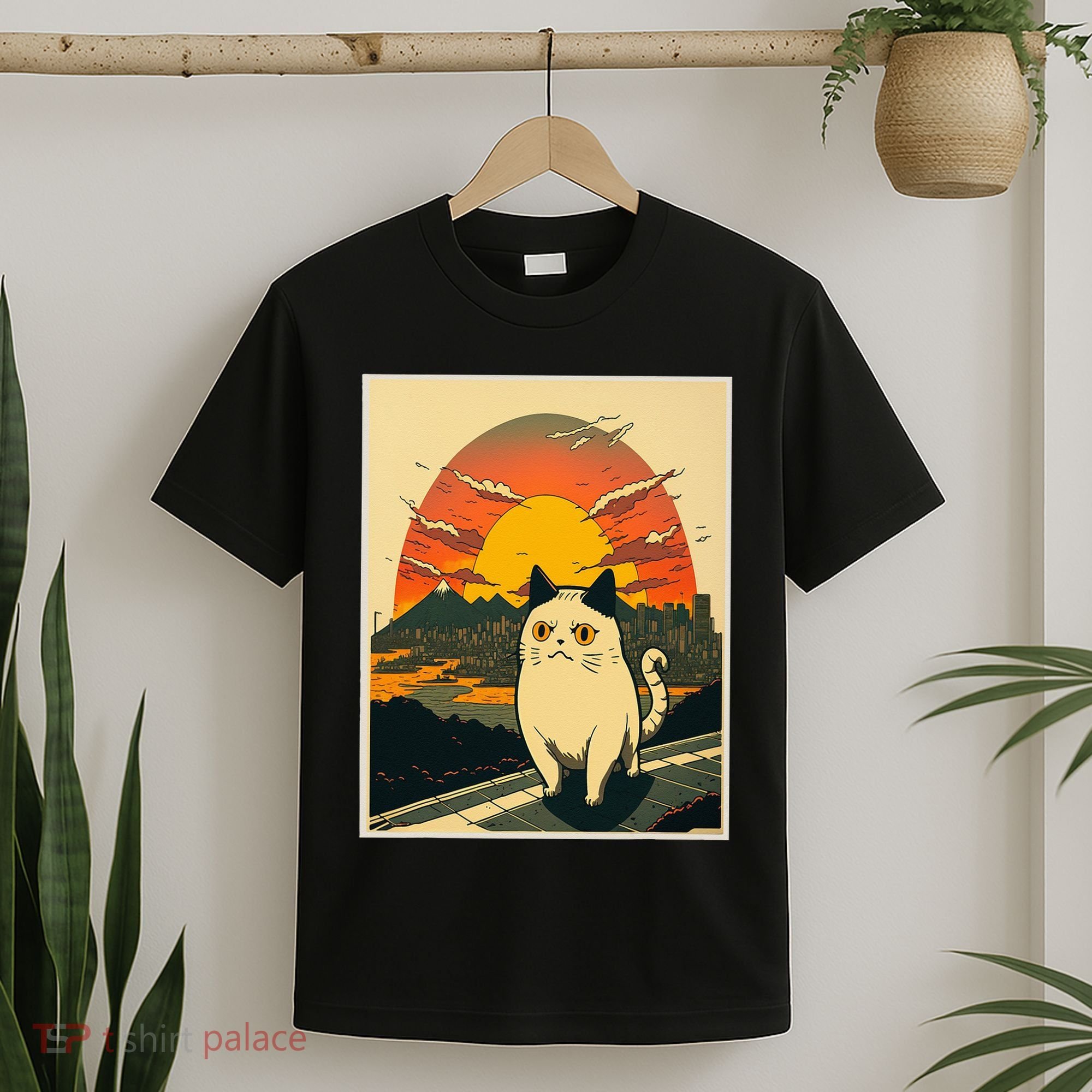 Catzilla Funny Ca Vintage Ca Cat Lover Wave T-Shirt