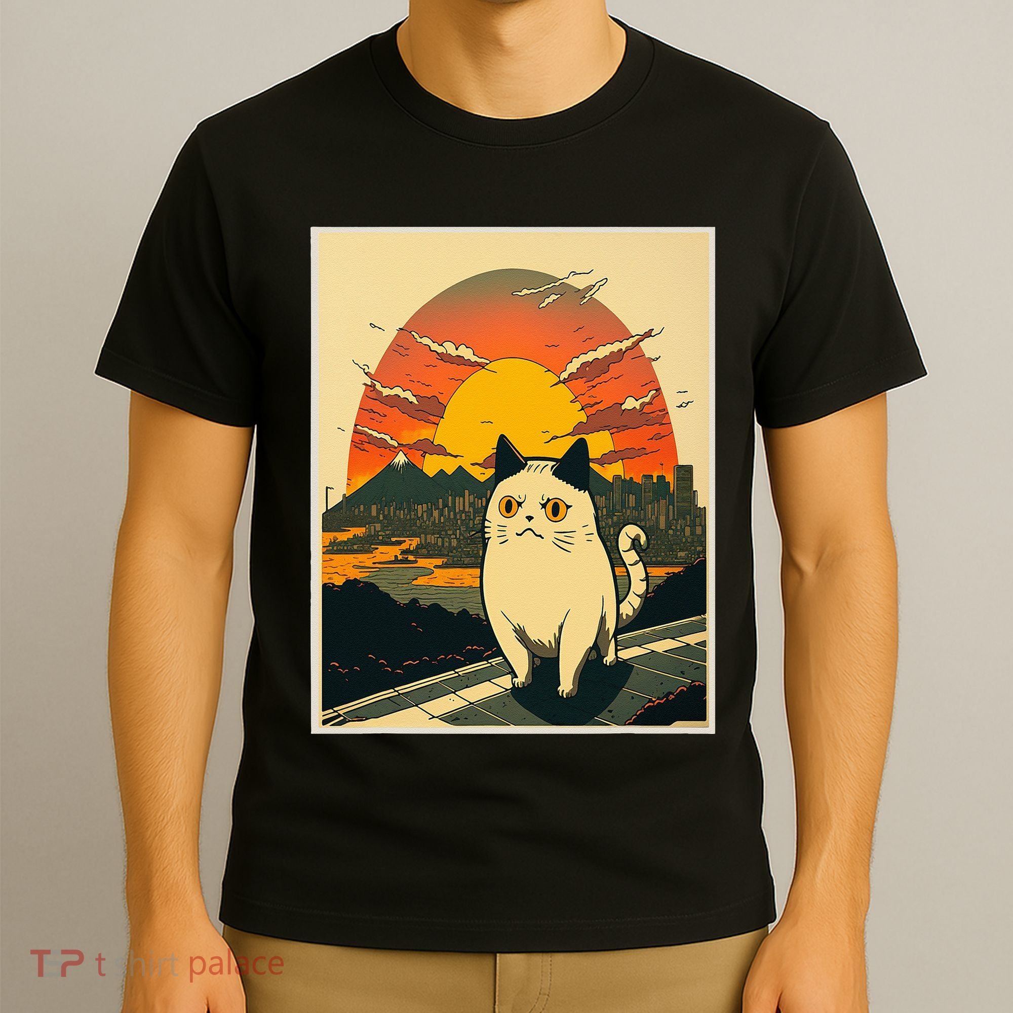 Catzilla Funny Ca Vintage Ca Cat Lover Wave T-Shirt