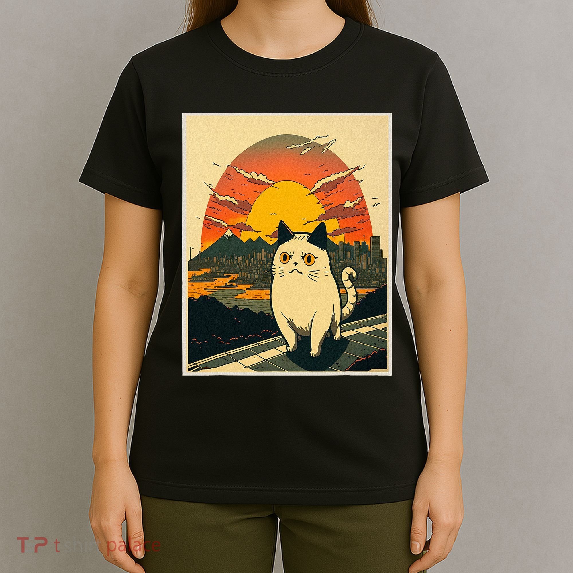 Catzilla Funny Ca Vintage Ca Cat Lover Wave T-Shirt