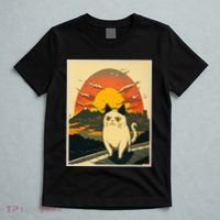 Catzilla Funny Ca Vintage Ca Cat Lover Wave T-Shirt thumb 5