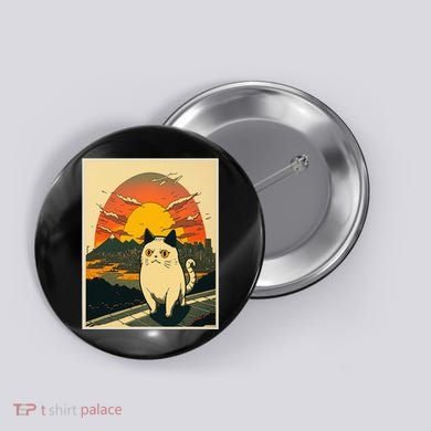 Catzilla Funny Ca Vintage Ca Cat Lover Wave Button
