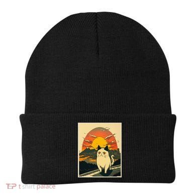 Catzilla Funny Ca Vintage Ca Cat Lover Wave Beanie
