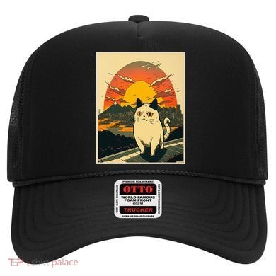 Catzilla Funny Ca Vintage Ca Cat Lover Wave Hat