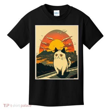 Catzilla Funny Ca Vintage Ca Cat Lover Wave Kids T-Shirt