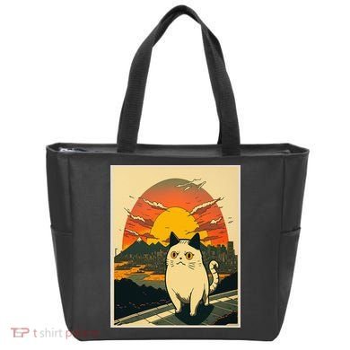 Catzilla Funny Ca Vintage Ca Cat Lover Wave Tote Bag