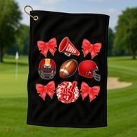 Cute Football Cheer Fan Lover Coquette style Golf Towel thumb 1