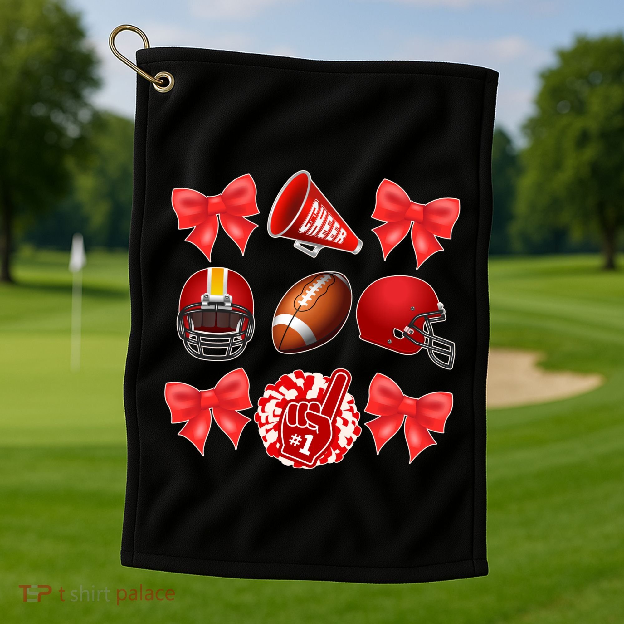 Cute Football Cheer Fan Lover Coquette style Golf Towel