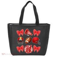 Cute Football Cheer Fan Lover Coquette style Tote Bag thumb 0