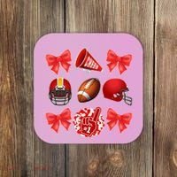 Cute Football Cheer Fan Lover Coquette style Coaster thumb 0