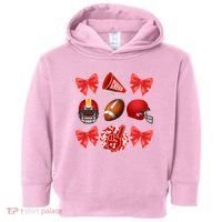 Cute Football Cheer Fan Lover Coquette style Toddler Hoodie thumb 0
