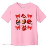 Cute Football Cheer Fan Lover Coquette style Toddler T-Shirt thumb 0