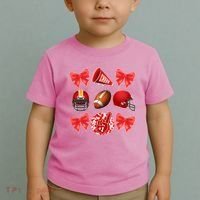 Cute Football Cheer Fan Lover Coquette style Toddler T-Shirt thumb 2