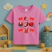 Cute Football Cheer Fan Lover Coquette style Toddler T-Shirt thumb 3