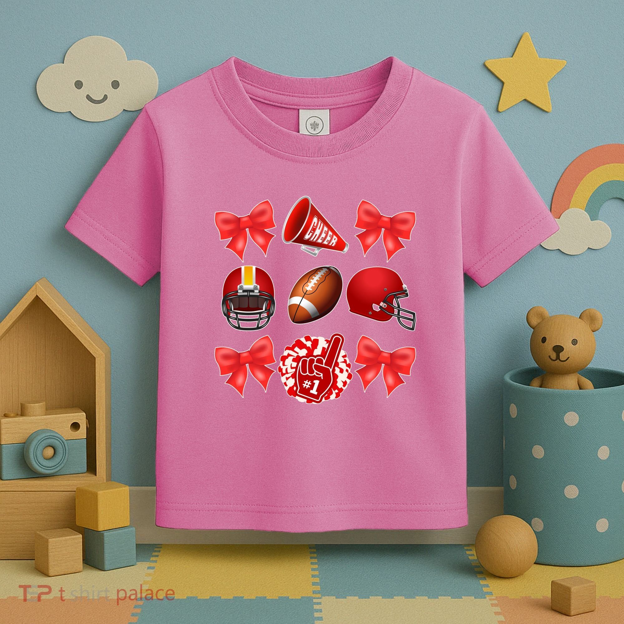 Cute Football Cheer Fan Lover Coquette style Toddler T-Shirt