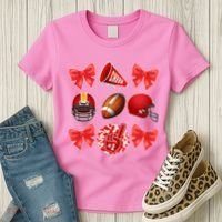 Cute Football Cheer Fan Lover Coquette style Women's T-Shirt thumb 3