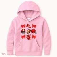 Cute Football Cheer Fan Lover Coquette style Kids Hoodie thumb 0