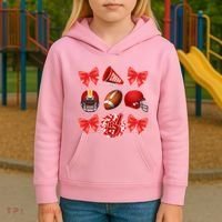 Cute Football Cheer Fan Lover Coquette style Kids Hoodie thumb 3