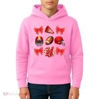 Cute Football Cheer Fan Lover Coquette style Kids Hoodie thumb 4